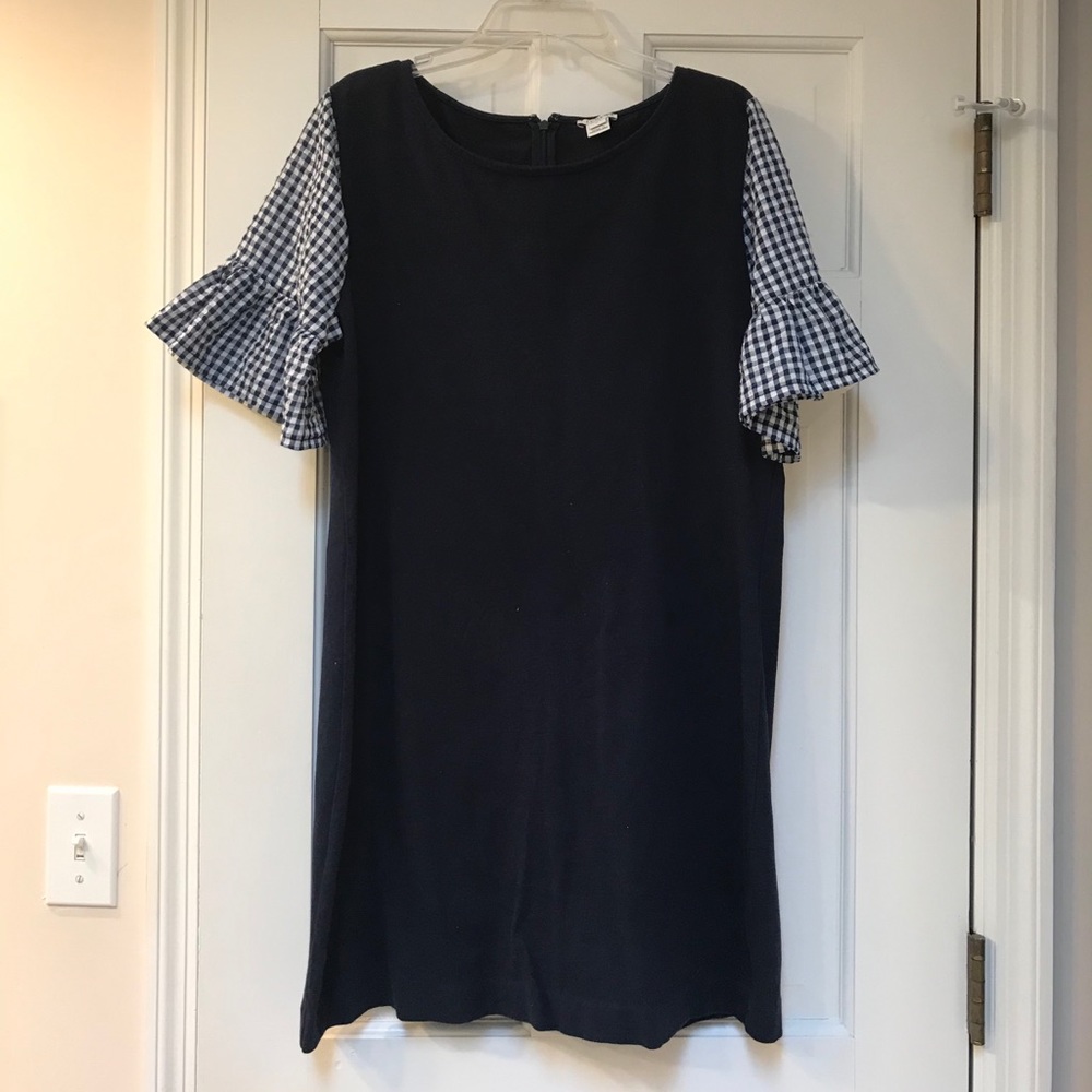 Navy blue dress with flare sleeves